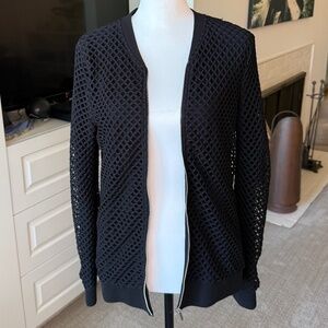 1.STATE Black Mesh Bomber Jacket | Zip Front Lightweight Layer (Size M)